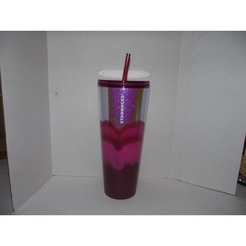 Starbucks 24oz Tumbler With Straw - Pink & Purple Glitter Design